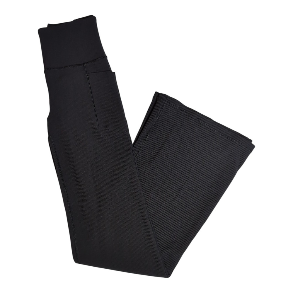 Athleta Salutation Stash Rib Flare Women XS Black Yoga Pockets